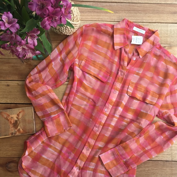 Equipment Tops - Equipment Signature Silk Pink Multi NWT (S)